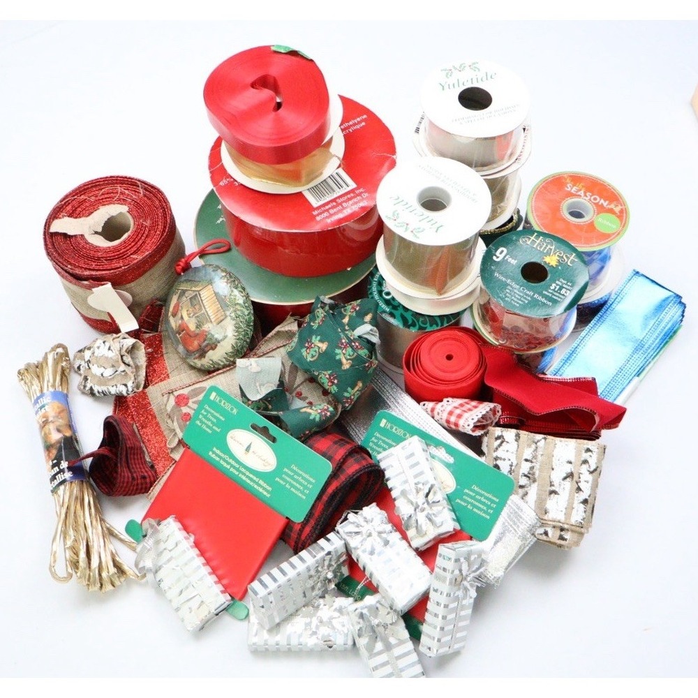 Christmas Ribbon Velvet Metallic Junk Journal Crafts Wreaths Gift Wrapping Lot